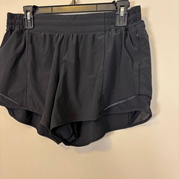 Lululemon Hottie Hot Black Mesh Side Lined Athletic High Waisted Shorts 12 Tall - Picture 4 of 6